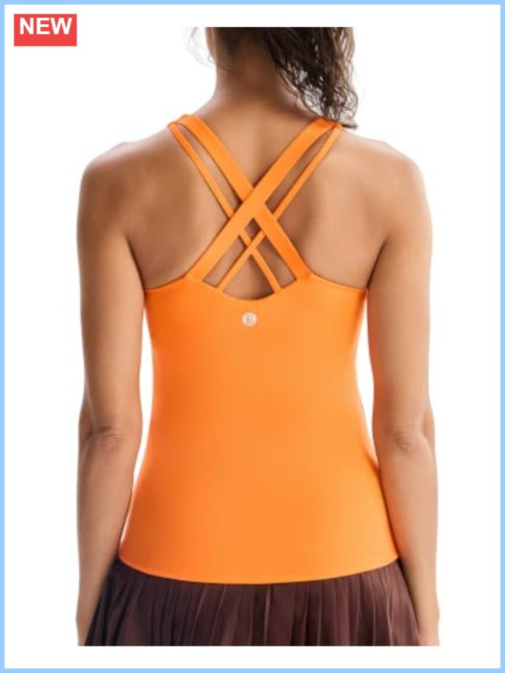 Women's Compression Tank Top with Built-In Bra, Crisscross Back Yoga Shirt